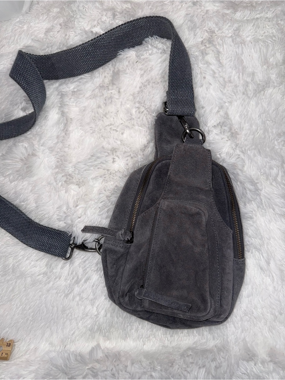 Free People Gray Suede Crossbody Sling